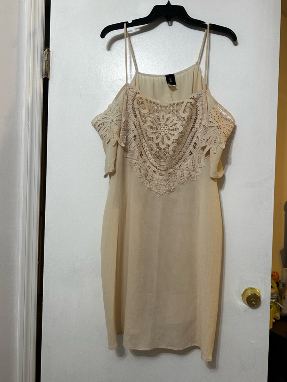 Liliana Cream Lace Crochet Yoke Slip